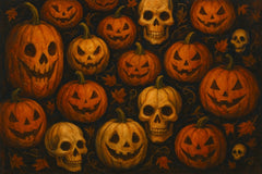 Halloween Still Life with Skulls