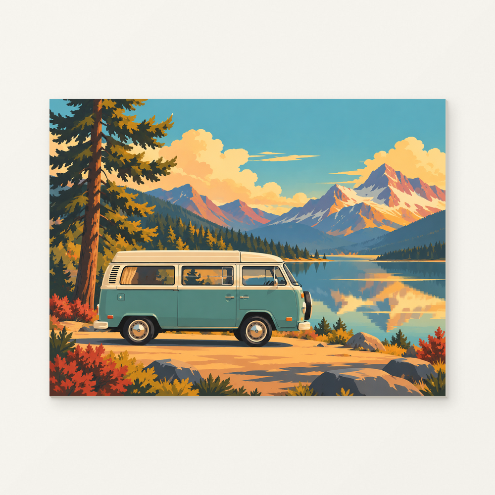 The Long Weekend Paint by Numbers Kit — complete artwork displayed on a canvas against a warm off-white wall.