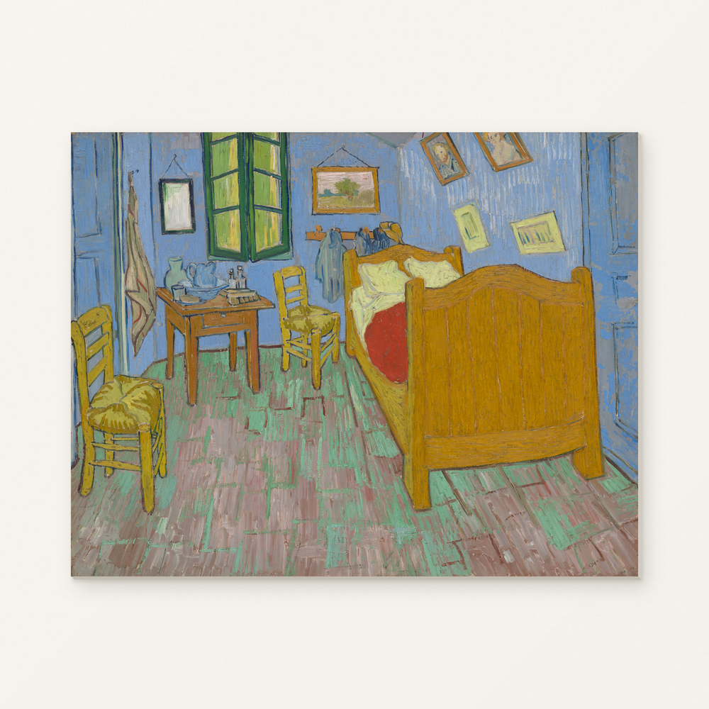 The Bedroom — complete artwork displayed on a canvas against a warm off-white wall.