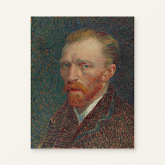 Self-Portrait — complete artwork displayed on a canvas against a warm off-white wall.